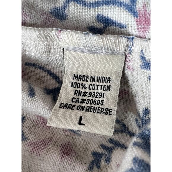 Dylan Women's Pull On Floral Shorts Red Blue Cream Cotton Drawstring Size L - Picture 5 of 12